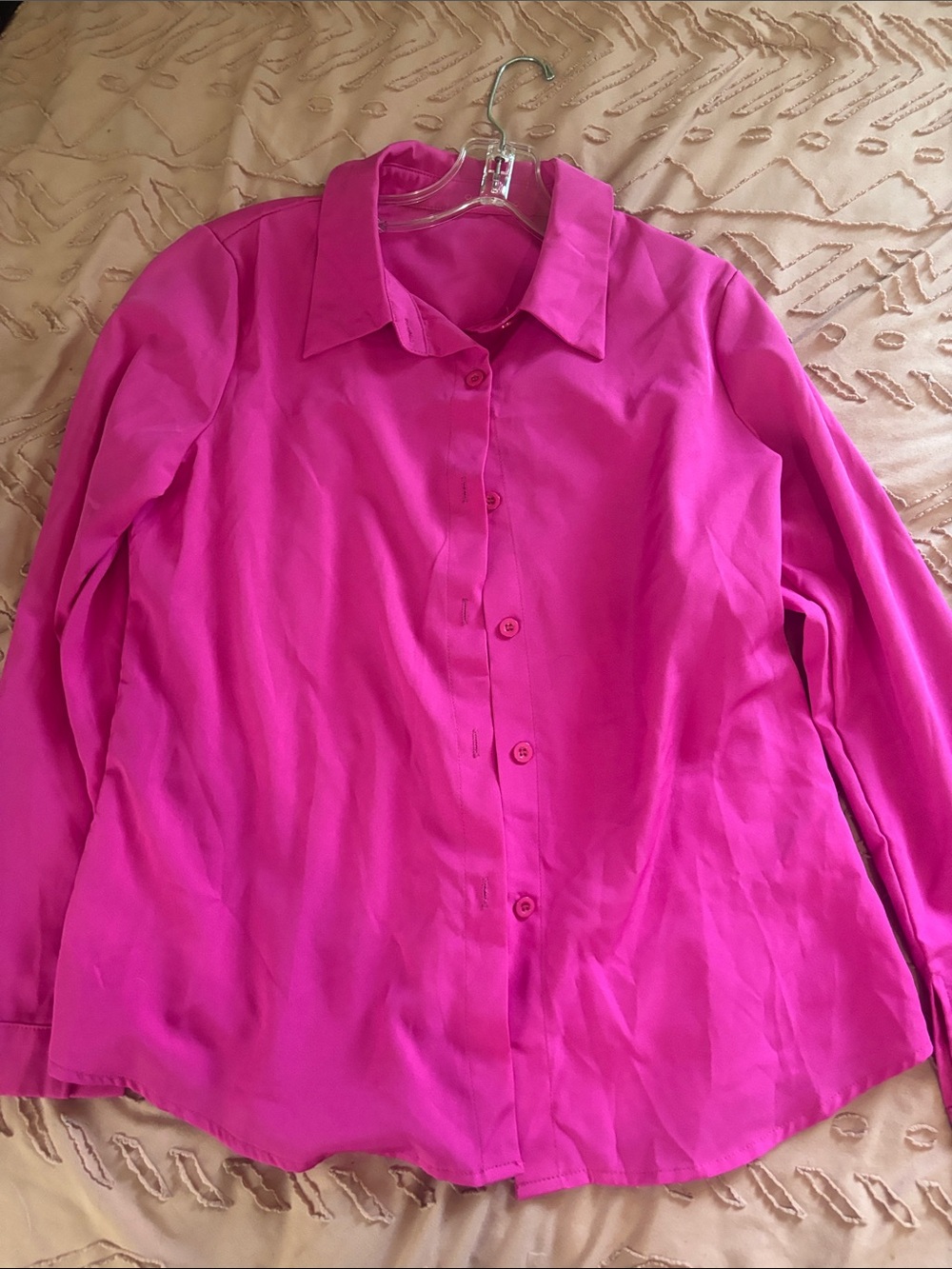 SHEIN Vibrant Hot Pink Button-Down Shirt